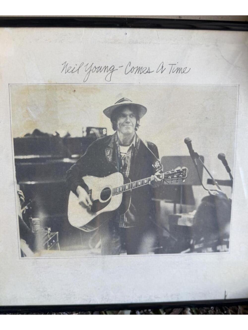 Framed Neil Young Comes A Time Vintage Concert Photo with Ticket Stub